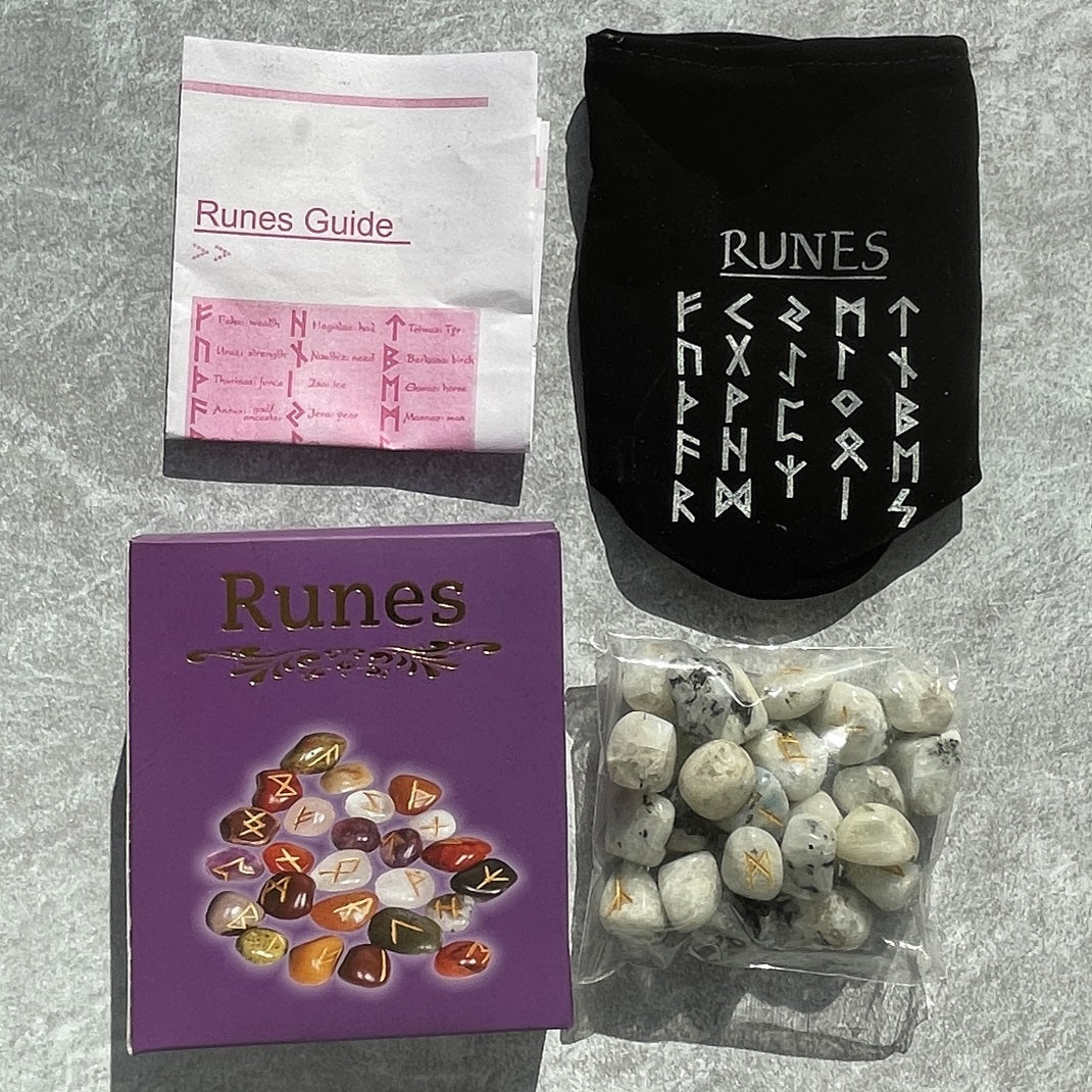 Rainbow Moonstone - Boxed Runes Set Rainbow Moonstone - Boxed Runes Set